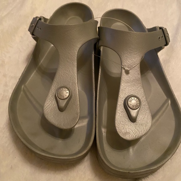 Birkenstock Light Gray Slide Sandals - Picture 3 of 5